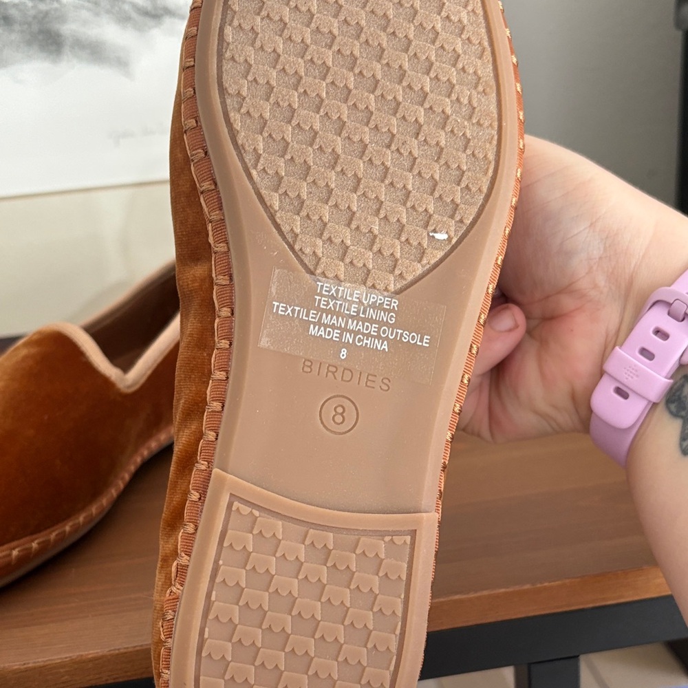 Birdies Velvet Slip-On Flats in Rust - Picture 5 of 7